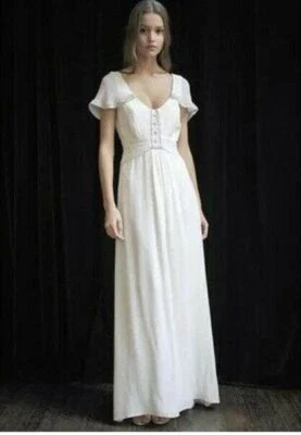 Temperley Amador Ivory Dress Embellished Silk Gown Wedding Bridal Maxi 8 36 - image 1 of 4