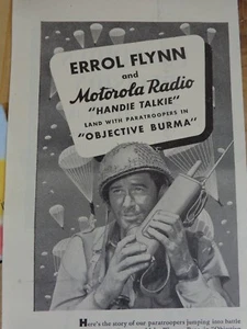Motorola Radio Errol Flynn Handie Talkie Objective Burma 1945 Magazine Ad Print - Picture 1 of 3