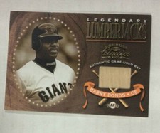 2001 DONRUSS CLASSICS LEGENDARY LUMBERJACKS BARRY BONDS G.U. BAT CARD  #LL-33 