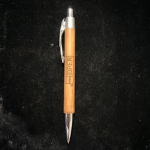 American Express Open Pen Advertisement Plastic Wood Click Top Blue Ink - Picture 1 of 2