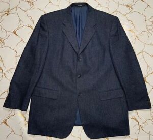 Yves Saint Laurent YSL Men Blue Tweed Three Buttons Blazer Jacket Size 58