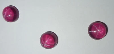 Transparent Star Ruby Round 8x8 mm Cabochon 6-Rayed Lab-created Stone 3 pcs Lot - Image 1 of 4