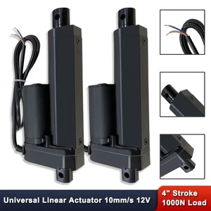 Pair 4" Stroke Linear Actuator 225lbs (1000N) Load Capacity 10mm/s 12V Black - Picture 1 of 10