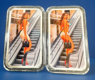 Bullion Baddies Sasha Spree Nuevo Lanzamiento Serie 6 Travieso/Bonito 2 Barras de Plata 1oz Foto 1 de 4