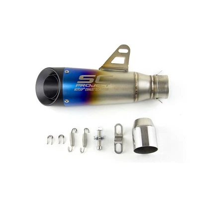 Slip-on 51mm 2" Universal Motorcycle Exhaust Muffler Pipe Tail Tips Blue - Image 1 of 4