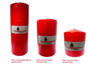 Pillar Candles Wedding Décor Event Church 45-110 Hours Long Burn Wax Red Candles - Picture 1 of 4
