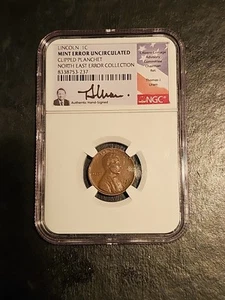 Lincoln 1C North East Error Collection Mint Error Planchet Uncirculated NGC - Picture 1 of 6