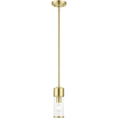 Mini colgante de latón satinado Livex Lighting 17140-12 Quincy Foto 1 de 4