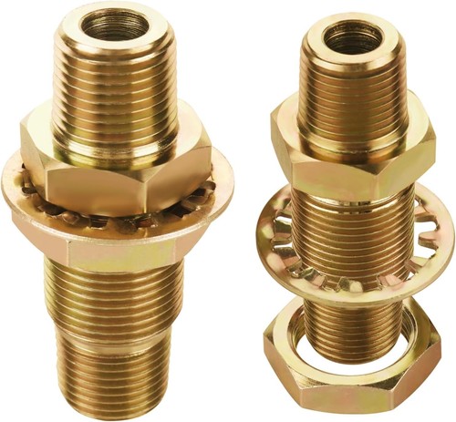 2PCS Zinc Plated Bulkhead Air Line Fitting with Steel Nut - 1/2