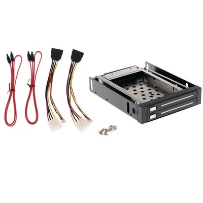 New Dual Bay 2.5" SATA Hard Disk HDD/SSD Trayless Caddy Internal Mobile Rack Set - Image 1 of 4