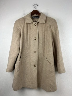 Gabardina vintage para mujer Herman Kay mezcla de lana blanca crema talla 12 Foto 1 de 4