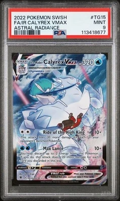 2022 Pokemon Sword & Shield Astral Radiance TG15 FA/IR Calyrex VMAX PSA 9 - Image 1 of 2