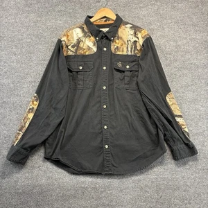 Legendary Whitetails Shirt Men XL Black Brown Camo Button Up Long Sleeve - Picture 1 of 10