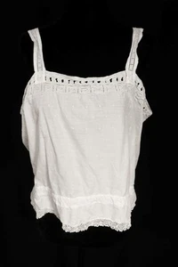 Rare Antique French White Cotton Victorian Camisole Size Med+ 40" Bust Exc Cond - Picture 1 of 4