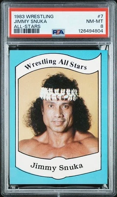 Tarjeta de novato 1983 WRESTLING ALL-STARS JIMMY "SUPERFLY" SNUKA PSA 8 RC #7 WWF Foto 1 de 3