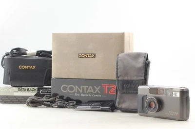 [Top MINT+ w/ Boxed Date Back] Contax T2 Titan Black 35mm Film Camera From JAPAN - Image 1 of 4