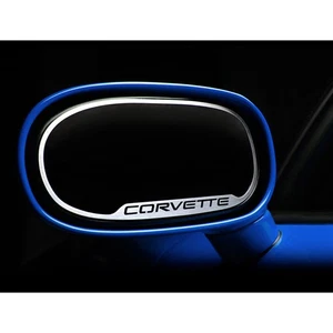 Corvette Style Rear View Mirror Trim for 1997-2004 Chevy Corvette [Brushed] - Picture 1 of 2
