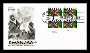 DR JIM STAMPS US COVER KWANZAA HOLIDAY CELEBRATIONS FDC PLATE BLOCK ARTCRAFT - Picture 1 of 2
