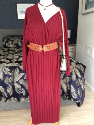 Soft Corded Wrap Dress Size 20/22 in Burgundy - image 1 of 4