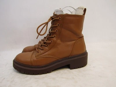 ALDO Mujer Talla 8.5 M Cuero Marrón Con Cordones Cremallera 6" Eje Tobillo Moda Botas Foto 1 de 4