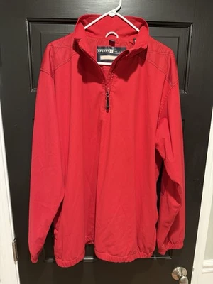 Chaqueta cortavientos impermeable roja Sperry Top Sider Sailors XL vintage para hombre Foto 1 de 3