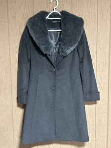 Chaqueta Abrigo Lauren Ralph Lauren Piel Sintética Cuello Caminante Guisante Gris Talla 6 Pequeña - Imagen 1 de 5