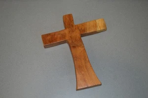 Vtg Mesquite Wood Crooked Cross Hand Carved Religious - Picture 1 of 6