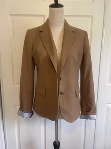 Blazer escolar J Crew para mujer talla 8 camel | Abrigo deportivo mezcla de lana estructurada - Imagen 1 de 12