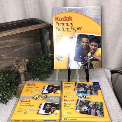 NEW KODAK PREMIUM PHOTO PAPER 100 SHEETS 8.5 X 11" & 2-bxs 4x6 HIGH GLOSS INKJET - Image 1 of 4
