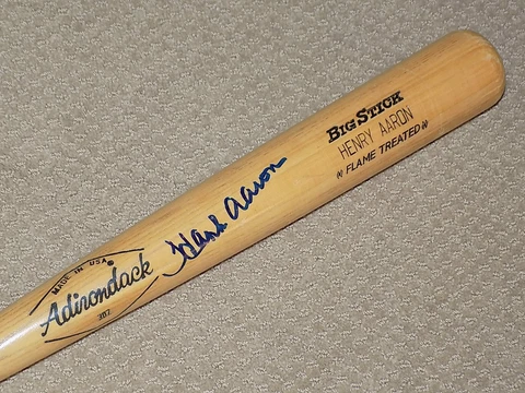 Hank Aaron Adirondack Signed Game Bat Atlanta Braves HOF MLB Cover