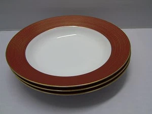 Fitz & Floyd RONDELLE-TERRA COTTA Rimmed Soup Bowls / Set of 3 - Picture 1 of 5