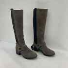 Bandolino Bonica Brown Suede Leather Harness Tall Riding Boots Womens 6