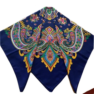 Colorful Paisley Scarf Wrap Shawl Acrylic Made in Japan 42.5" Square - Picture 1 of 11