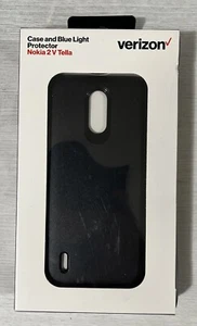 Verizon Rugged Case & Blue Light Screen Protector for Nokia 2 V Tella - Black - Picture 1 of 2