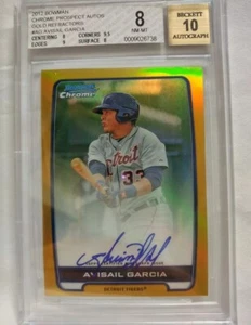 2012 BOWMAN CHROME AVISAIL GARCIA 20/50 AUTO GOLD REFRACTOR BGS 8.0 w/10 - Picture 1 of 3