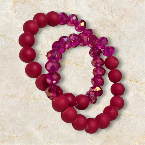 VALENTINO Set Braccialetto Perline Rosa Vibrante