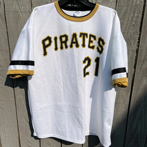 Vintage Roberto Clemente #21 Pittsburgh Pirates Shirt XL Park Antony Made in USA Cover