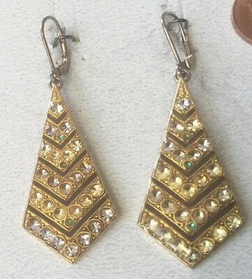 Ohrhänger ART DECO  Strass Crystal  vergoldet - Bild 1 von 3