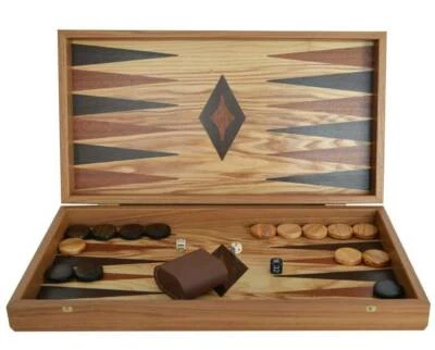 Manopoulos Traditional Handmade Olive wood Backgammon Set - Olive wood checkers - image 1 of 4