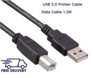 1.5m USB Data Cable Cord Printer Lead For HP Epson Brother Canon UK STOCK - Picture 1 of 2