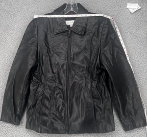 LIZ CLAIBORNE Black 100% Genuine Leather Jacket, Buttery Soft – Women’s Medium - Picture 1 of 15