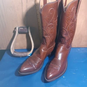 cowboy boots Mens size:11.5 C, Lucchese brown shiny emb Upper item:s2559 - Picture 1 of 9