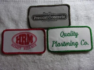 LOT OF 3 CONCRETE COMPANY SILK SCREEN & EMBROIDERED SEW ON NAME PATCH TAGS (31) - Picture 1 of 1