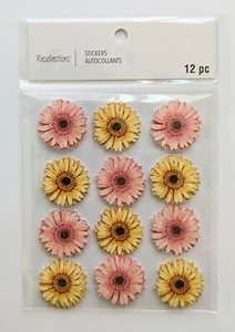 Pink & Yellow Daisy Flowers Daisies Scrapbooking Stickers by Recollections - Picture 1 of 2