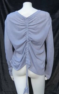 STATESIDE Women’s Gray Supima Cotton Ruched Back Long Sleeves T Shirt Top USA L - Picture 1 of 5