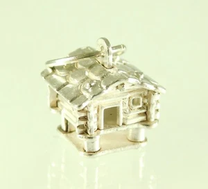 Vintage massiver 800 Silber erhöhter Hüttenanhänger für Armband &c - Bild 1 von 12