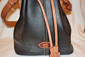 Dooney Bourke Purse Handbag - Black Bucket with Tan Trim - Picture 1 of 7