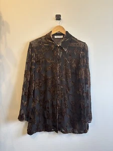 Vintage Jaeger Women’s Brown Mesh Floral Blouse Size Unknown See Measurements - Picture 1 of 24