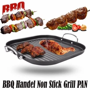 Non-Stick Cast Iron Reversible Griddle Plate Grill Pan Indoor BBQ Hob Cooking - Picture 1 of 7