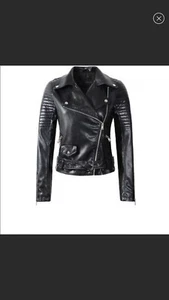 Black faux leather jacket with gold hardware  - Picture 1 of 3